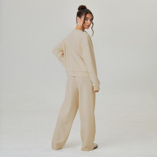 Katchme&Aerkyn Women'S Slouchy Solid Color V Neck Long Sleeve Button Cardigan & Drawstring Waist Trousers Co-Ord, Soft Two Piece Outfits for Fall & Winter(Cn)