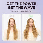 Wavytalk Power Wave Hair Crimper & Curling Wand for Beach Waves with Ionic Technology, Dual Voltage & Lightweight Design, Reducing Frizz & Damage, Perfect for Travel