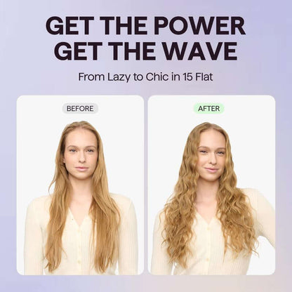 Wavytalk Power Wave Hair Crimper & Curling Wand for Beach Waves with Ionic Technology, Dual Voltage & Lightweight Design, Reducing Frizz & Damage, Perfect for Travel