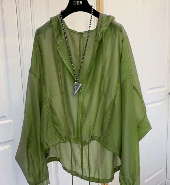 Summer Lightweight Women's Ice Silk Hooded Sun Protection Jacket