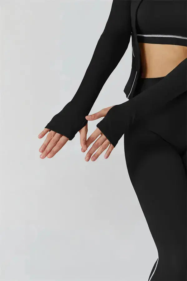 The Venus Zip Top Sports Bra Leggings 3-Piece Set Fitglutes Activewear Gymwear Sportswear & Workout Clothes