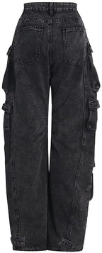 Retro Baggy Cargo Pants | Y2K High-Waisted Streetwear with Pockets for Women