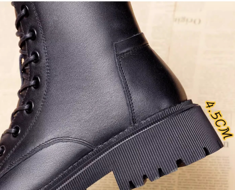 Delphine Black Leather Winter Boots
