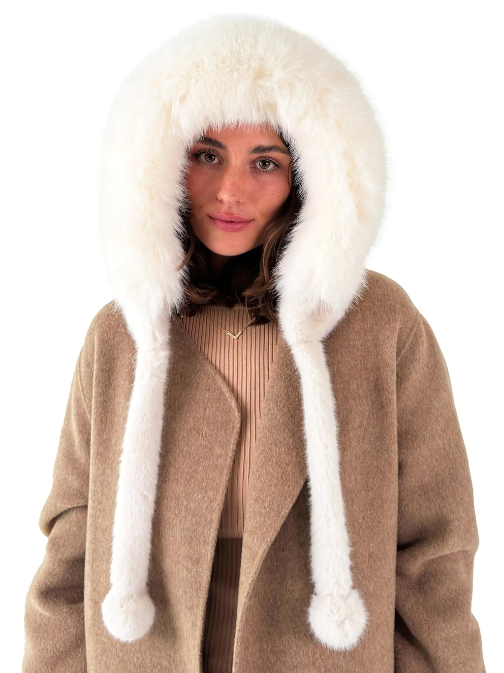 Luxurious Faux Fur Hooded Winter Jacket – Stay Warm, Chic & Cruelty-Free