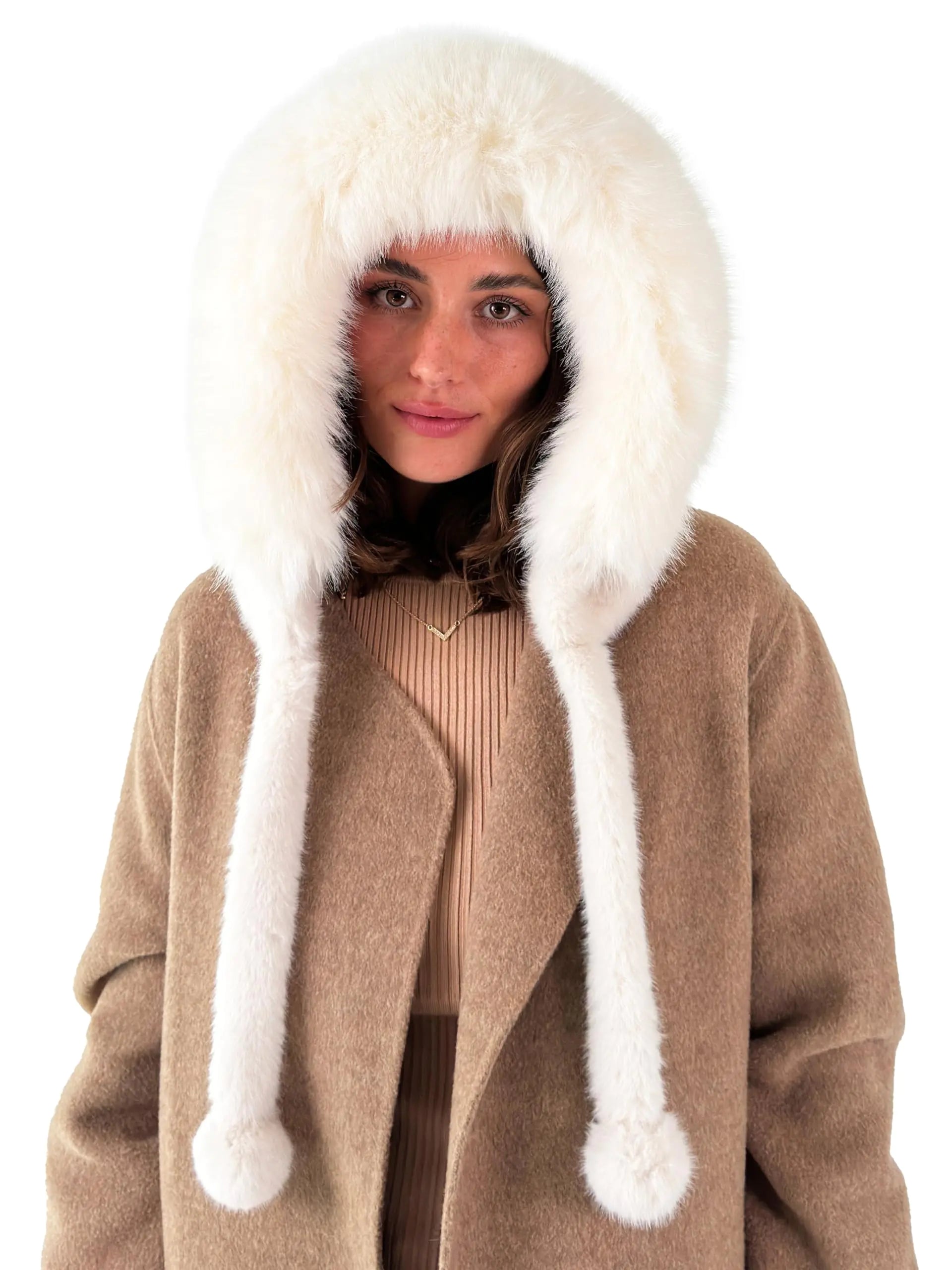 Luxurious Faux Fur Hooded Winter Jacket – Stay Warm, Chic & Cruelty-Free