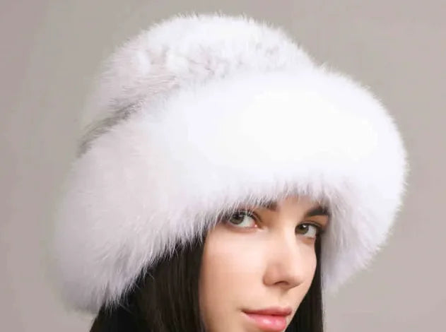 Luxury Mink Hair Hat – Elegant Braided Winter Fur Cap for Women