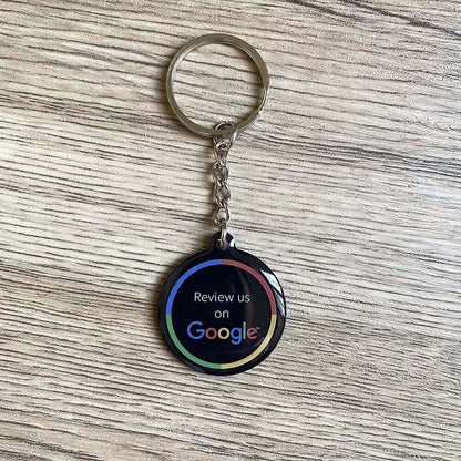 Waterproof Epoxy NFC Tap Review Keychain Google Review Follow Us on Instagram Facebook NFC Key Card