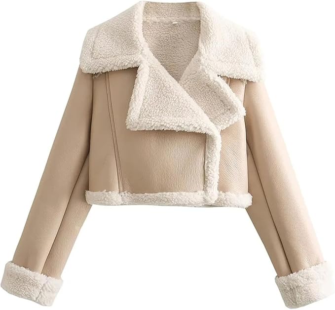 Winter Women’s PU Leather Jacket – Short Coat with Faux Fur Collar