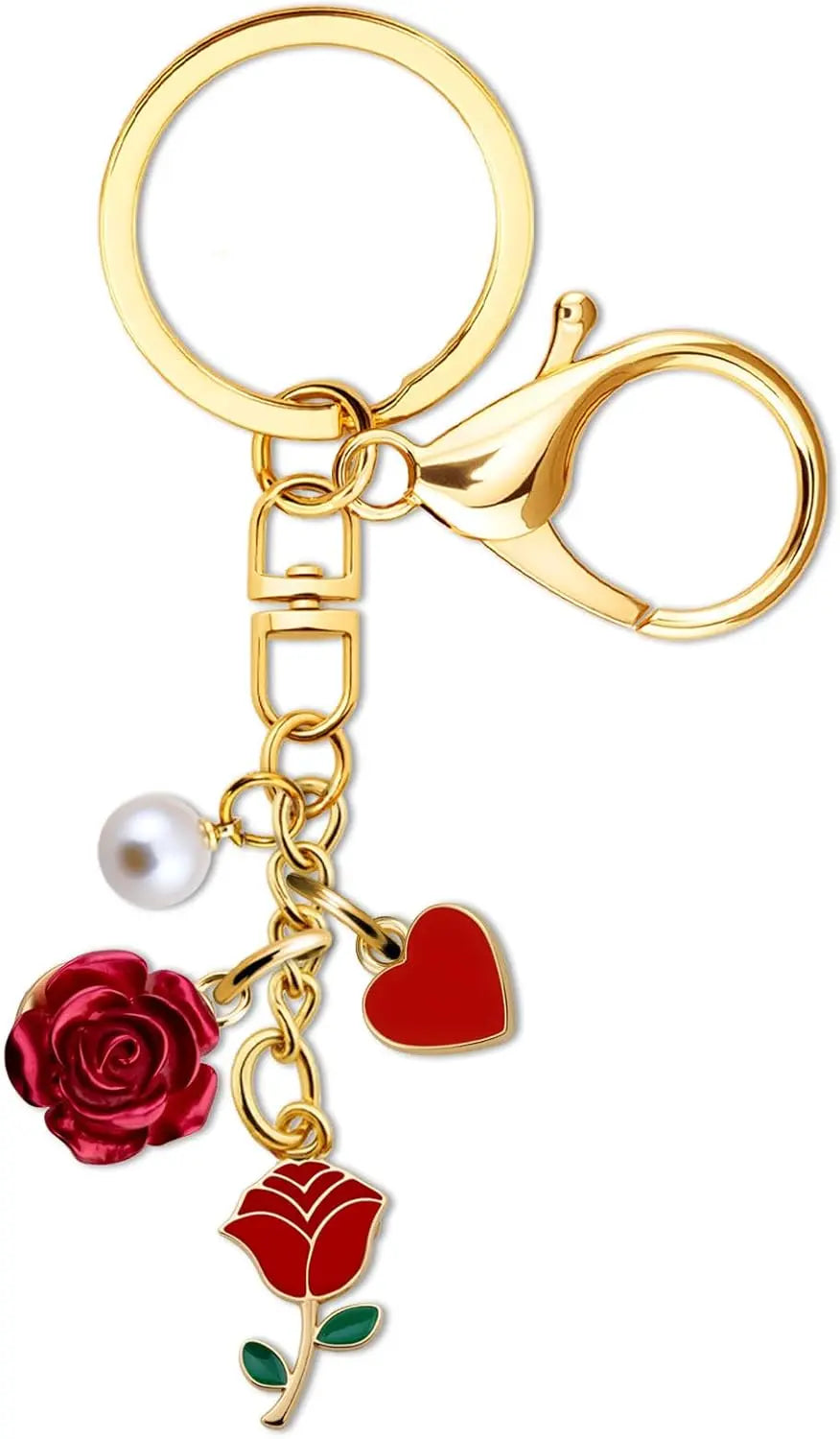 Rose Keychain Rose Bag Charm Roses Gold Keychain Charms Red Keychains Accessories Aesthetic Red Gifts for Women Girlfriend Mothers Day Gifts