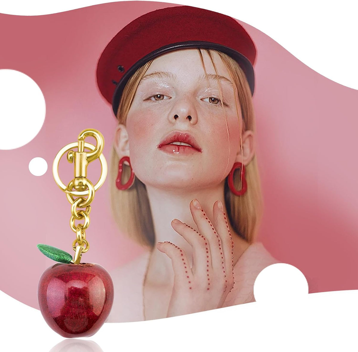 Apple Bag Charm for Handbags Purse Charms Apple Jewelry for Women Cute Fruit Keychain Accessories for Womens Bags Charms for Purses