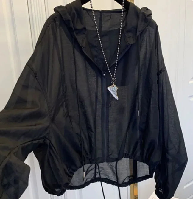 Summer Lightweight Women's Ice Silk Hooded Sun Protection Jacket