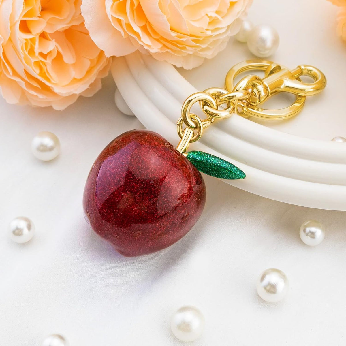 Apple Bag Charm for Handbags Purse Charms Apple Jewelry for Women Cute Fruit Keychain Accessories for Womens Bags Charms for Purses