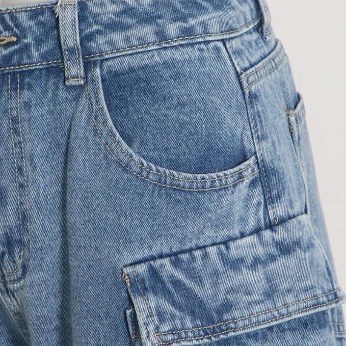 Retro Baggy Cargo Pants | Y2K High-Waisted Streetwear with Pockets for Women