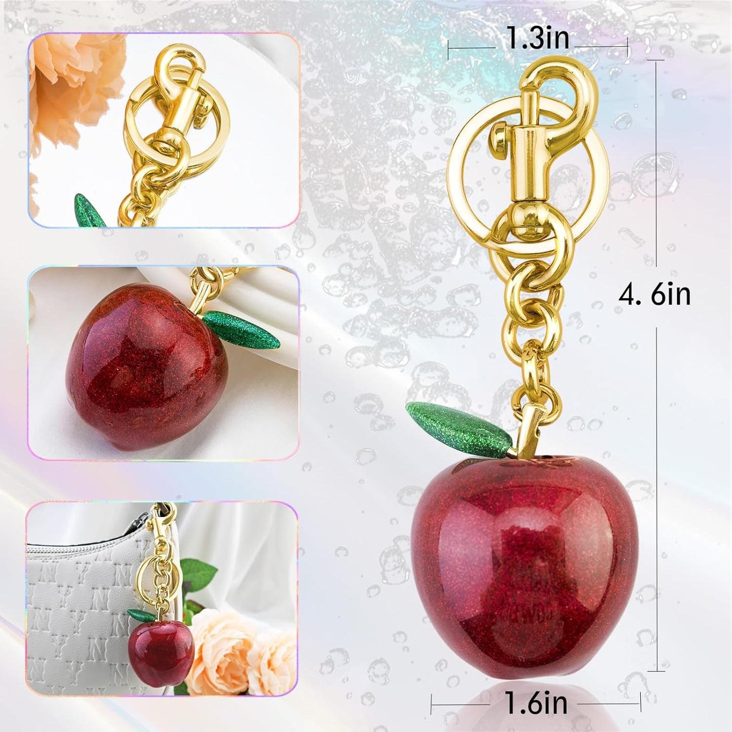 Apple Bag Charm for Handbags Purse Charms Apple Jewelry for Women Cute Fruit Keychain Accessories for Womens Bags Charms for Purses