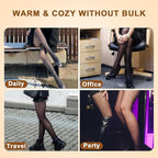 Plus Size Sheer-Look Fleece Lined Tights — Thermal Winter Pantyhose