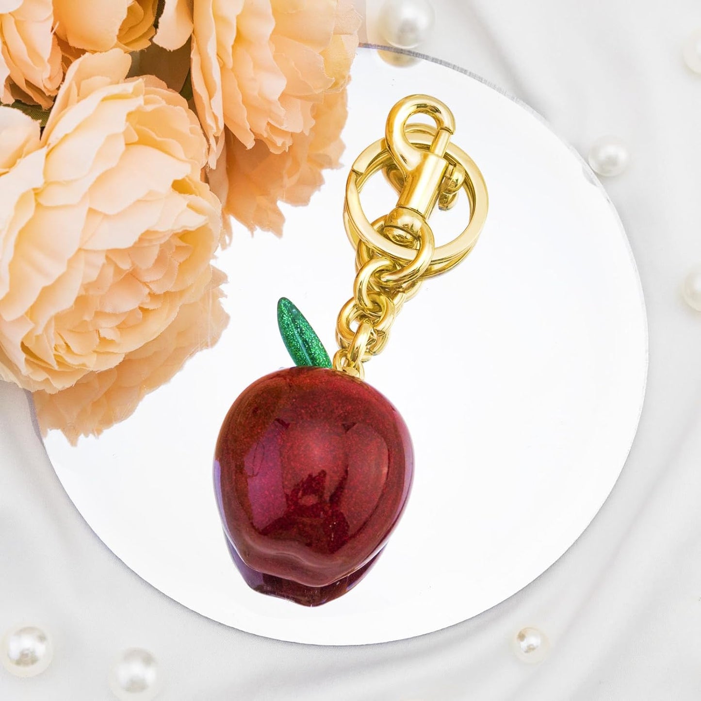 Apple Bag Charm for Handbags Purse Charms Apple Jewelry for Women Cute Fruit Keychain Accessories for Womens Bags Charms for Purses