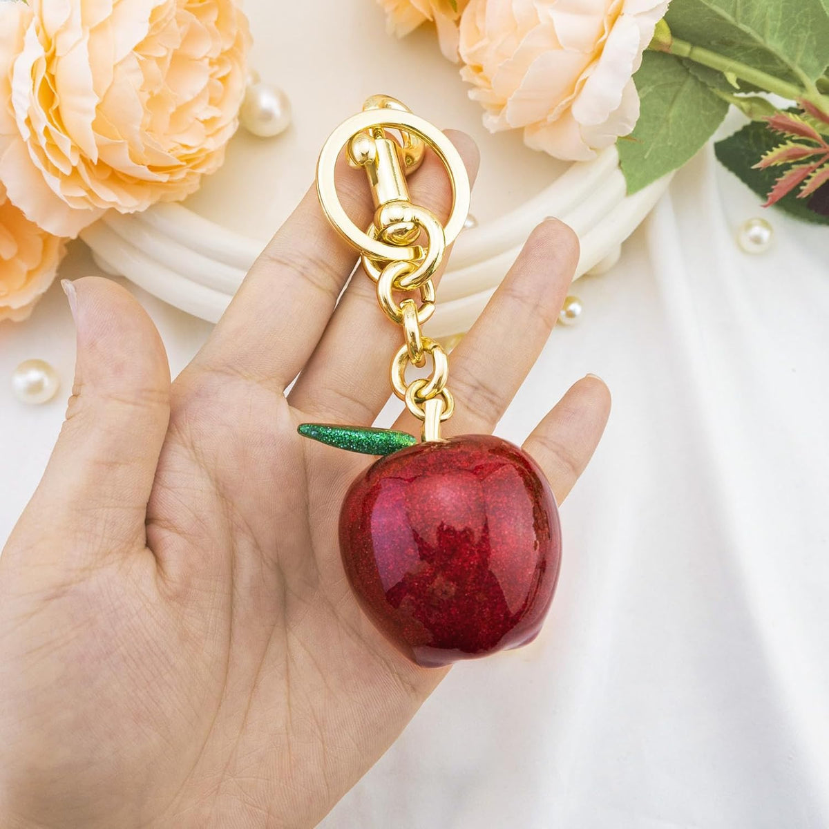 Apple Bag Charm for Handbags Purse Charms Apple Jewelry for Women Cute Fruit Keychain Accessories for Womens Bags Charms for Purses