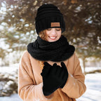 4-Piece Women’s Winter Hat, Scarf & Gloves Set – Warm, Soft & Touchscreen Friendly