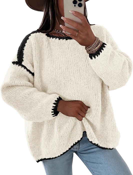 LÁVINE™ Ultra-Soft Oversized Knit Sweater for Women | Cozy Chunky Pullover