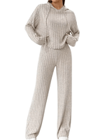 LÁVINE™ Women’s Hooded Two-Piece Lounge Set | Cozy Knit Autumn & Winter Outfit