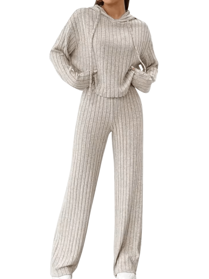 LÁVINE™ Women’s Hooded Two-Piece Lounge Set | Cozy Knit Autumn & Winter Outfit