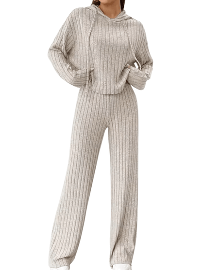 LÁVINE™ Women’s Hooded Two-Piece Lounge Set | Cozy Knit Autumn & Winter Outfit