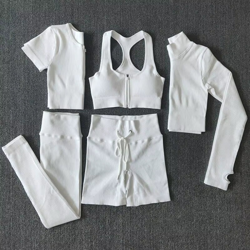 Brown Crop Top Bra Leggings Shorts Sportsuit Workout Outfit Fitness Gym ClotheSeamless Sport Set Women Yoga Set s