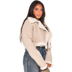 Winter Women’s PU Leather Jacket – Short Coat with Faux Fur Collar