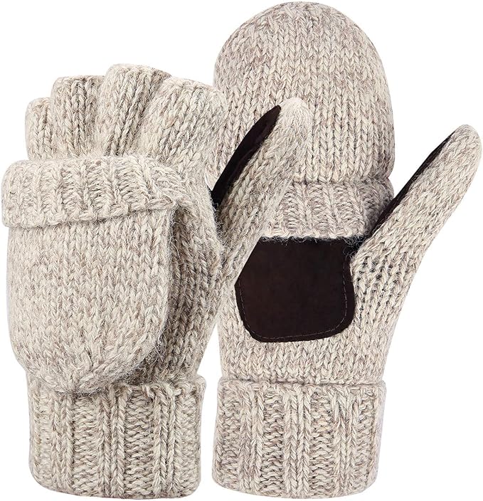 Winter Gloves, Warm Wool & Cashmere Half-Finger