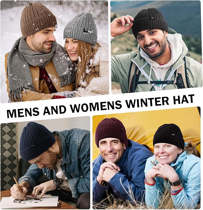 Wmcaps Unisex Fleece-Lined Winter Beanie – Orange Knit Hat