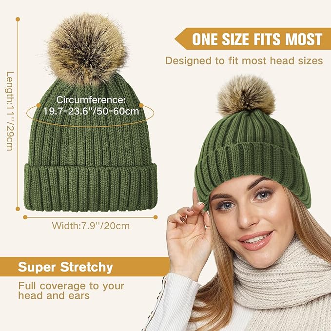 Silk Satin Lined Pom Pom Beanie – Warm, Soft & Stylish Winter Hat for Women
