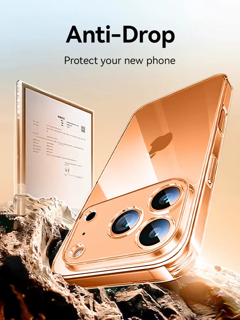 for Iphone 17 16 15 Pro Max Case Lens Protection Anti-Yellow Case for Iphone 17 16 Pro Max Transparent Shockproof Cover