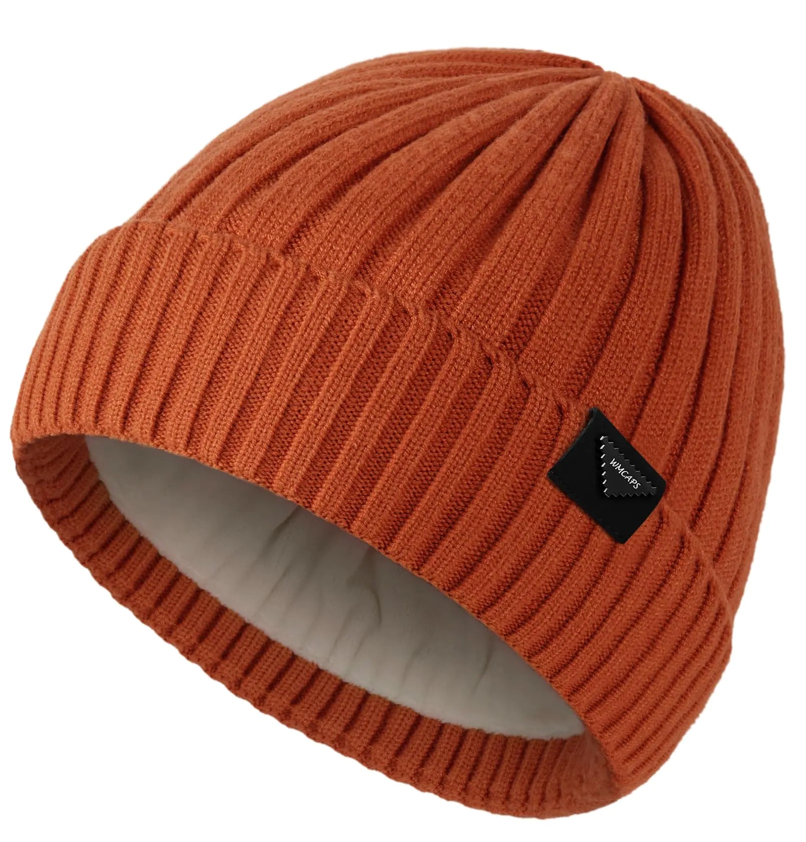 Wmcaps Unisex Fleece-Lined Winter Beanie – Orange Knit Hat