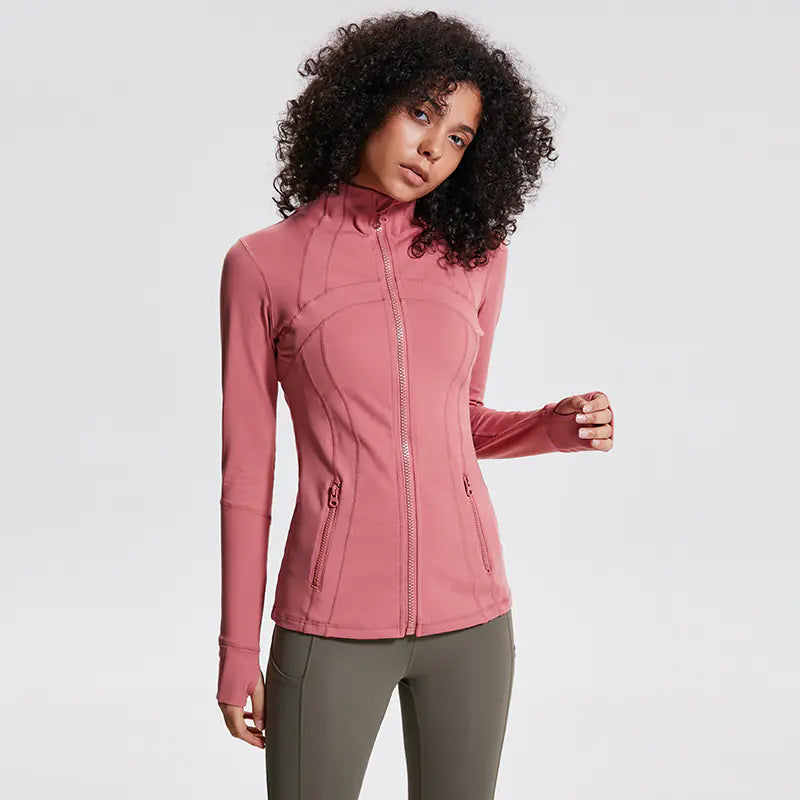 Women's Nylon Stretch Zip-Up Yoga Jacket for Fall/Winter