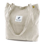 Corduroy Tote Bag Large for Women Girl Lady Canvas Shoulder Cord Purse with Inner Pocket