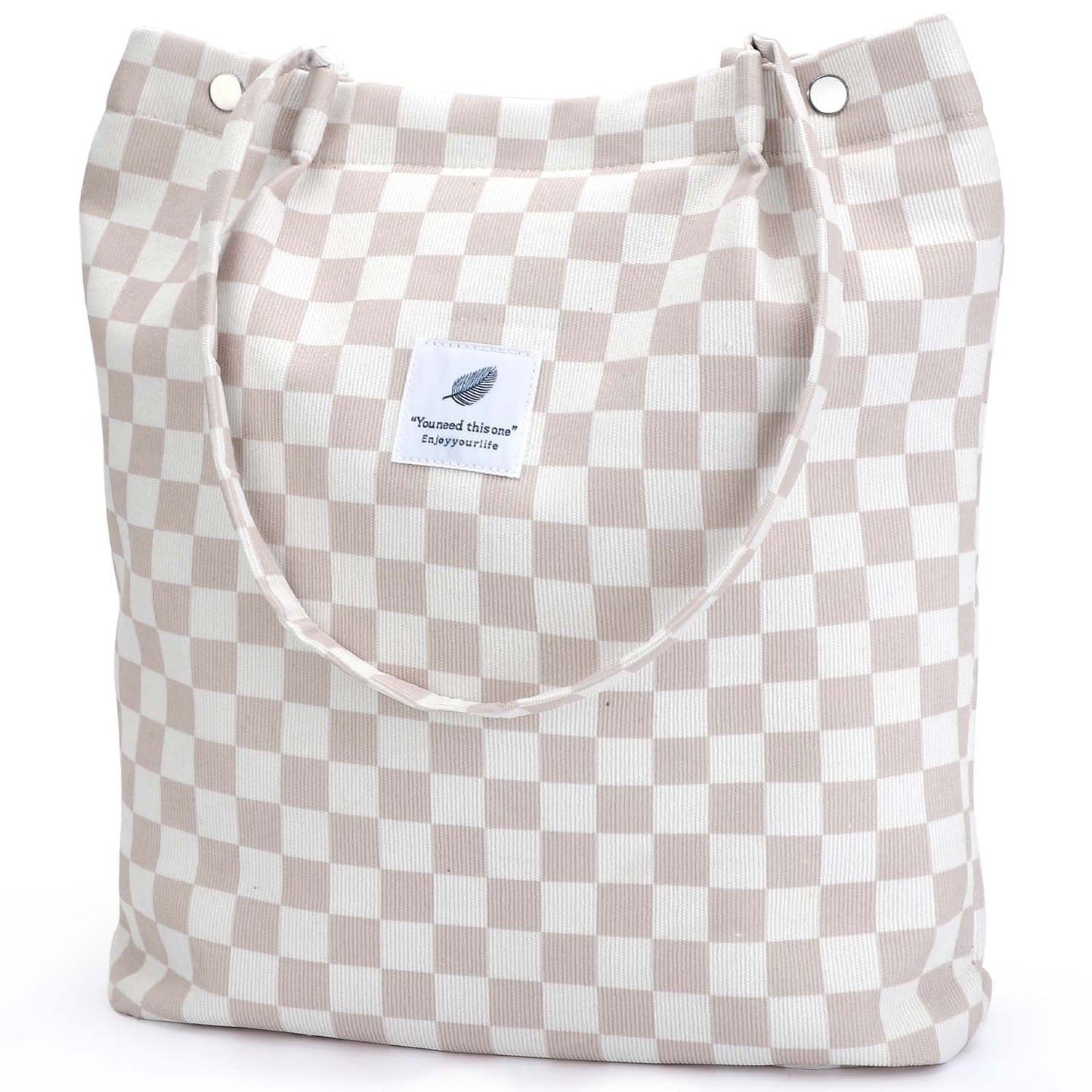 Corduroy Tote Bag Large for Women Girl Lady Canvas Shoulder Cord Purse with Inner Pocket