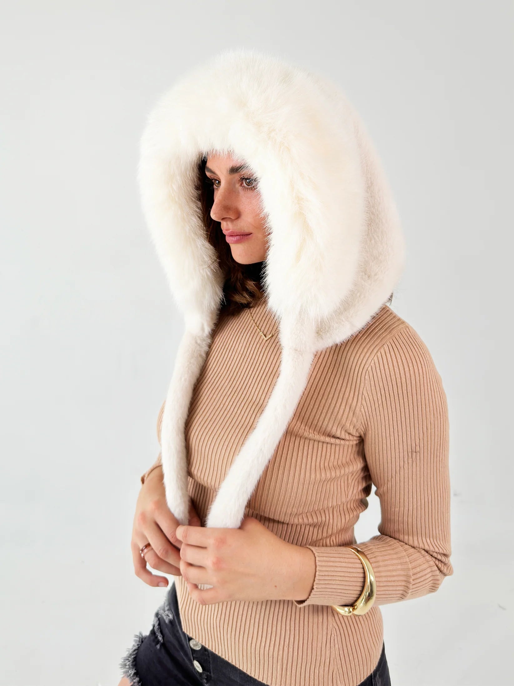 Luxurious Faux Fur Hooded Winter Jacket – Stay Warm, Chic & Cruelty-Free