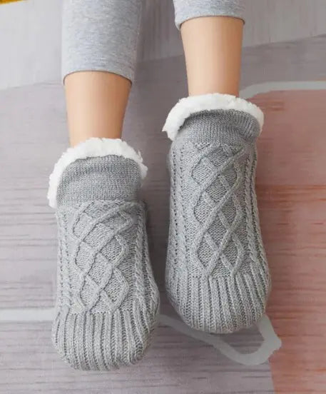 Winter Woolen Socks – Cozy Sherpa-Lined Anti-Slip Indoor Warm Socks for Women & Men