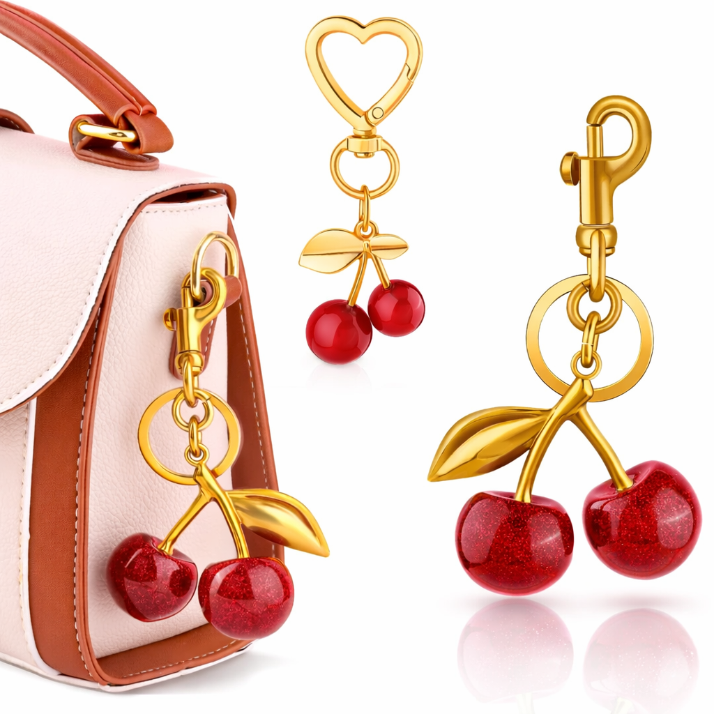 Cherry Bag Charm Keychain – Cute Purse Charm & Trendy Handbag Accessory