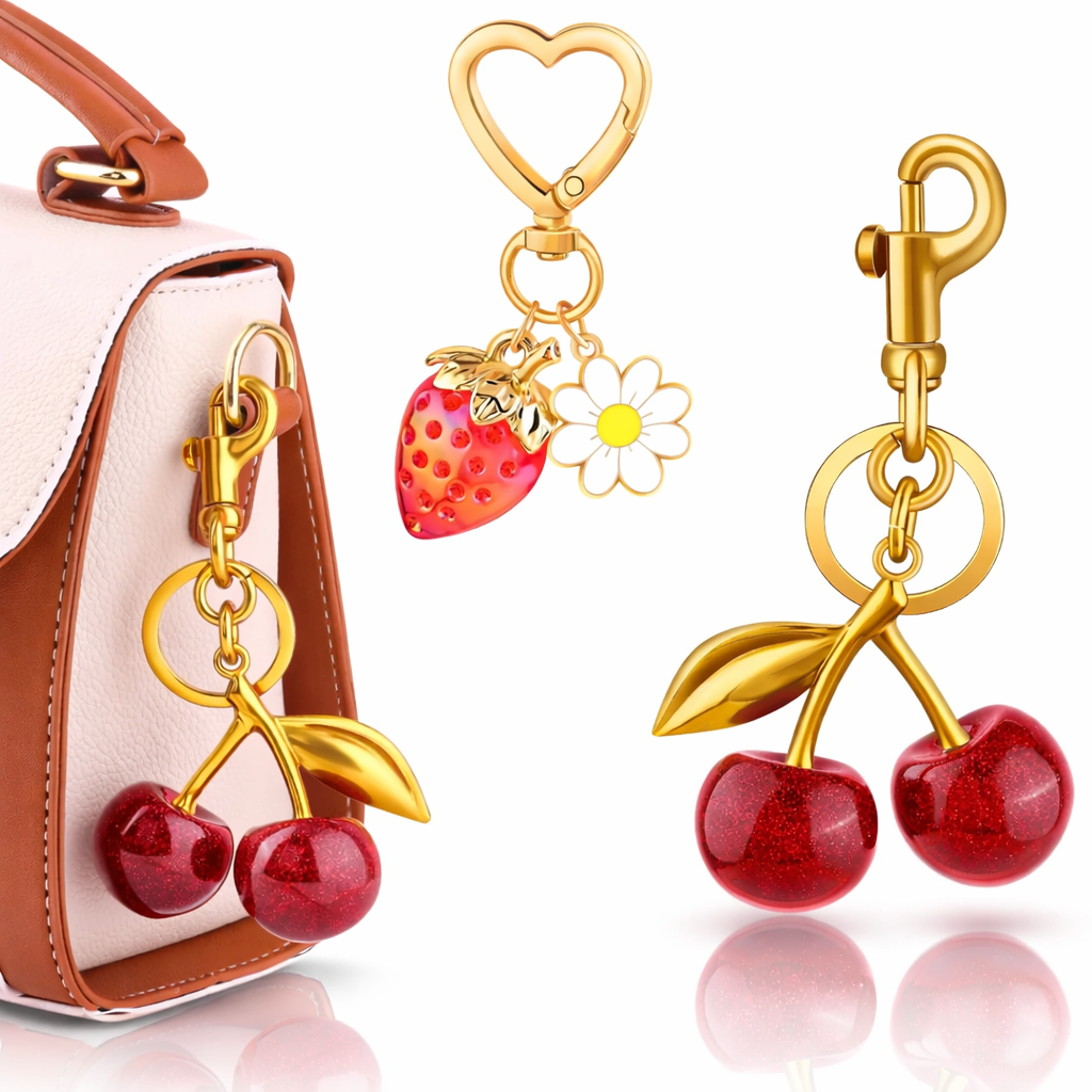 Cherry Bag Charm Keychain – Cute Purse Charm & Trendy Handbag Accessory