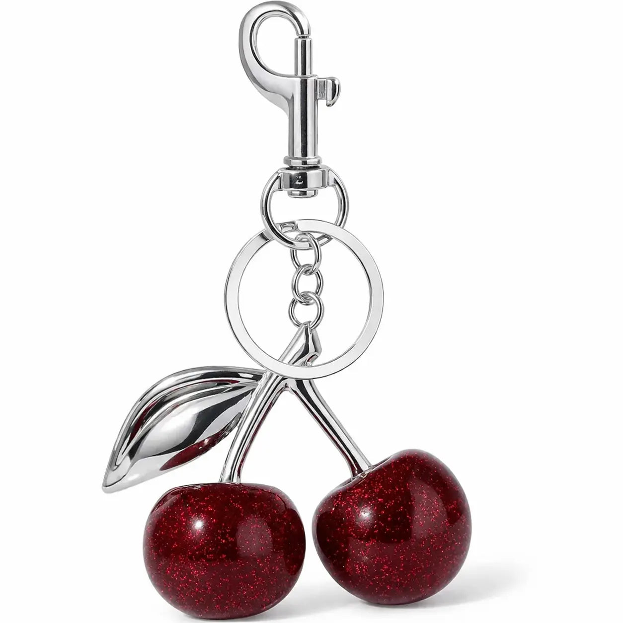 Gold cherry bag charm keychain by Hypes Inventory, a cute purse accessory featuring a fruit design for women.