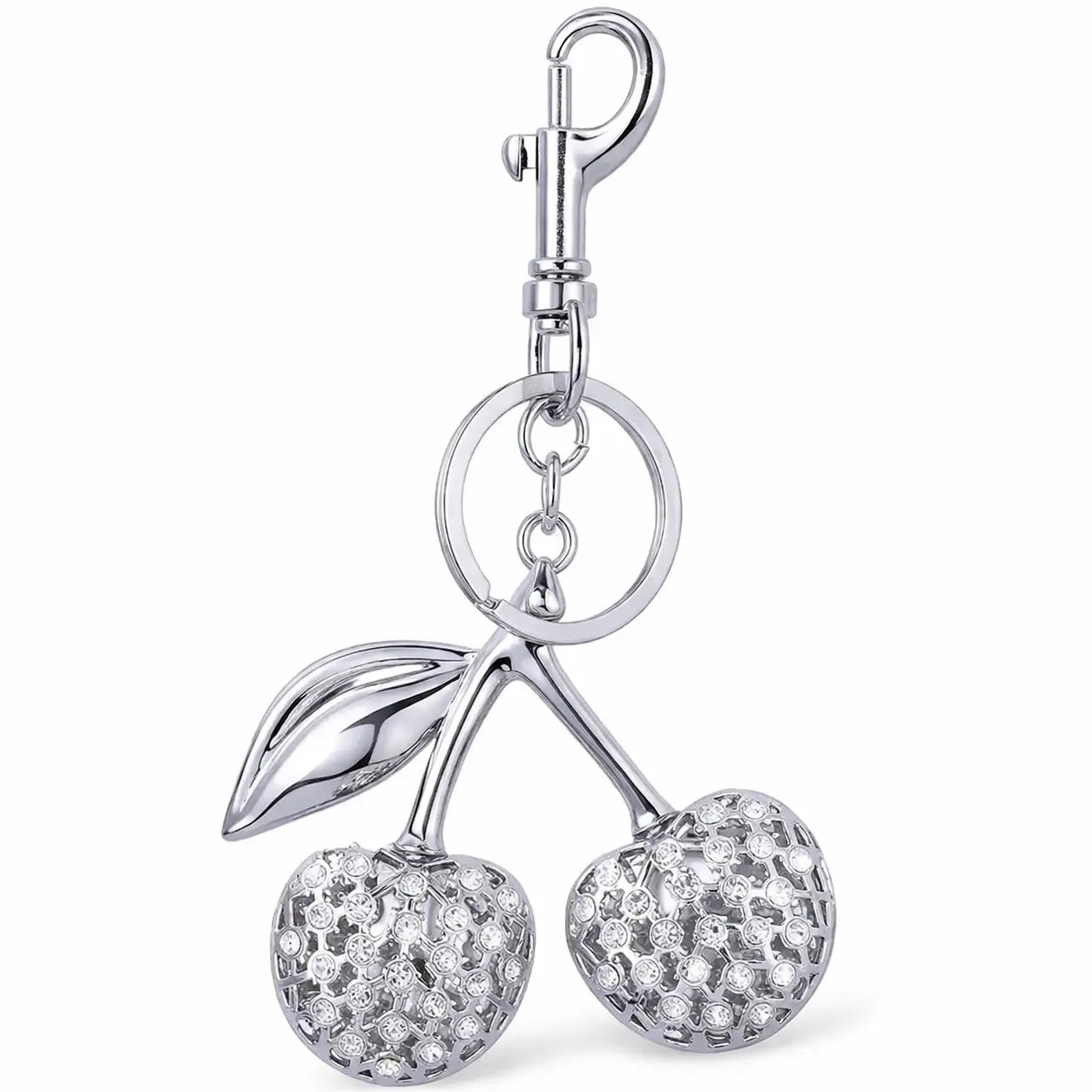Gold cherry bag charm keychain by Hypes Inventory, a cute purse accessory for women, perfect for handbags and gifts.