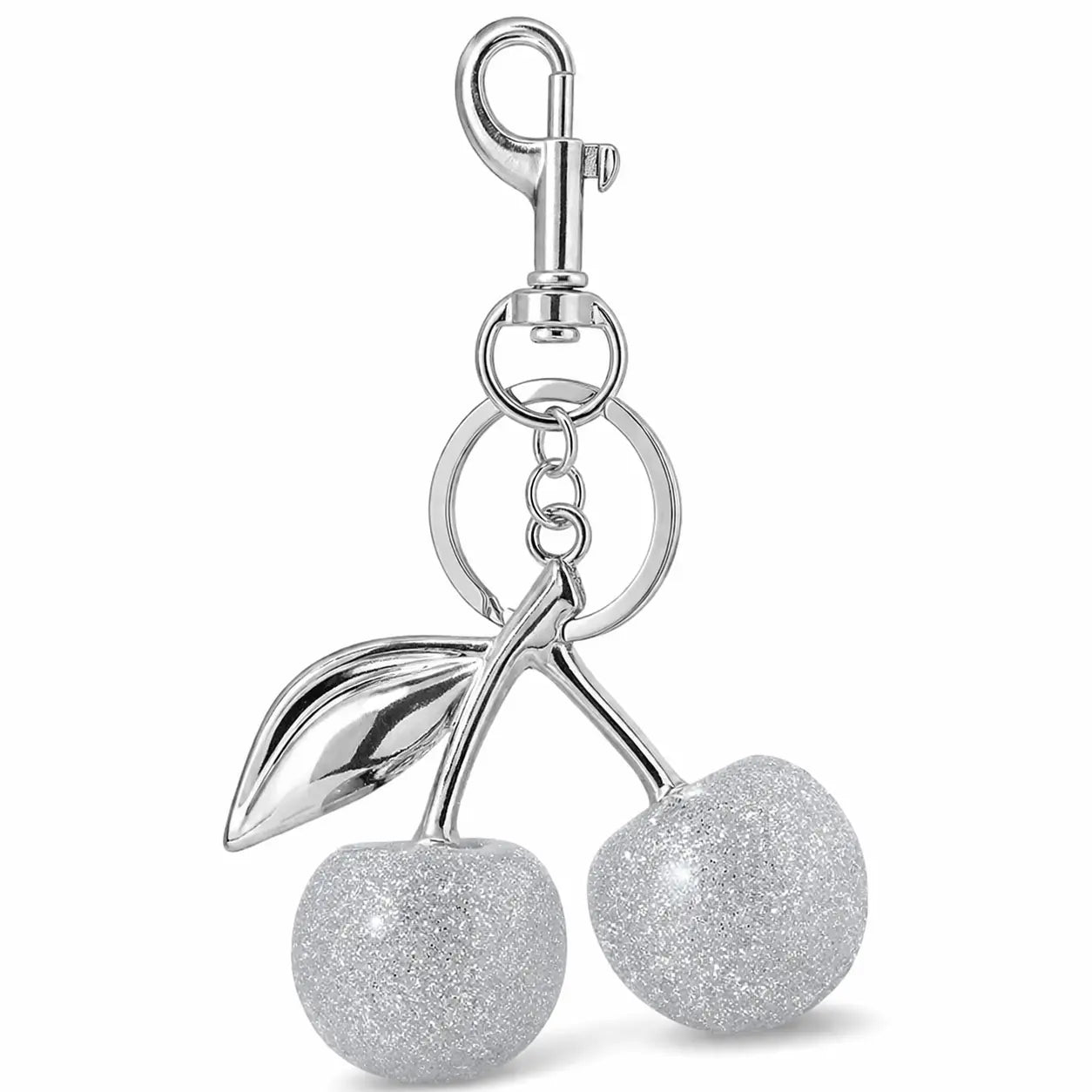 Gold cherry bag charm keychain by Hypes Inventory, cute purse accessory with fruit design for women’s handbags.