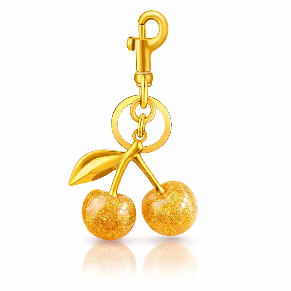 Red cherry purse charm keychain for handbags, Hypes Inventory bag charm with cute cherry and strawberry design for women.