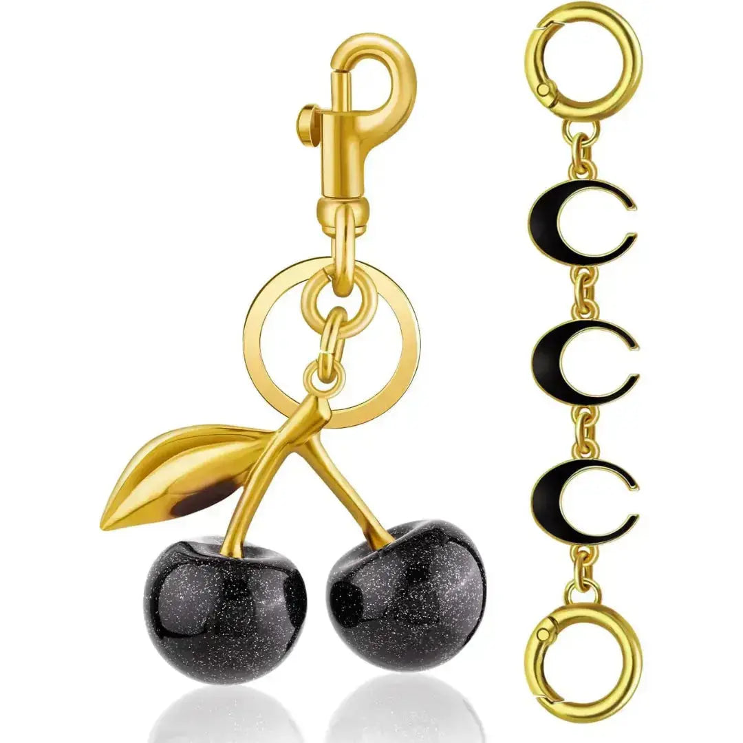 Red cherry bag charm and strawberry keychain for handbags, cute Hypes Inventory purse charm for women.