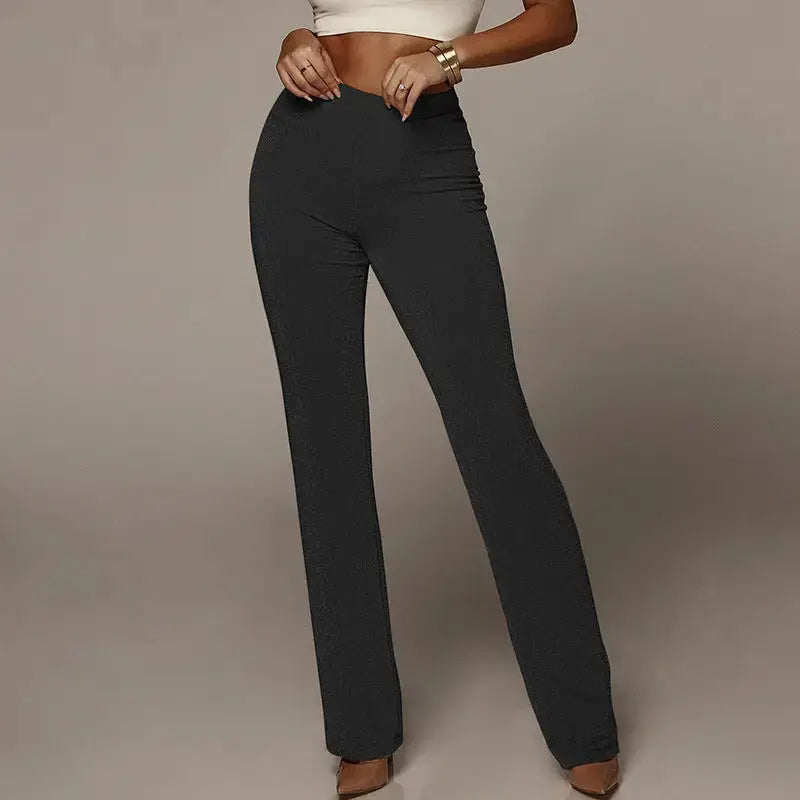 Black Hypes Inventory flare high-waist pants with wide-leg design, stylish and elegant for chic fashion looks.
