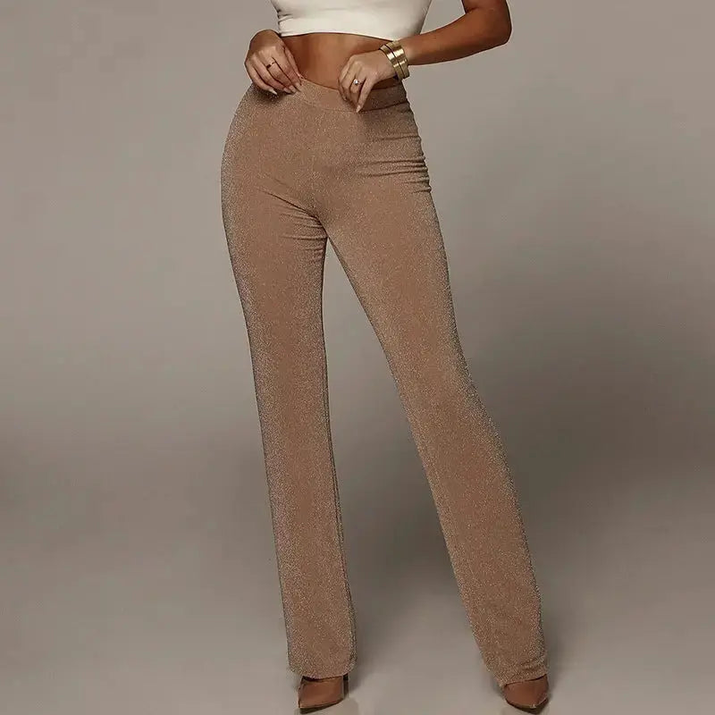 Black Hypes Inventory flare pants with high waist and wide leg design, stylish and elegant for casual or dressy occasions.