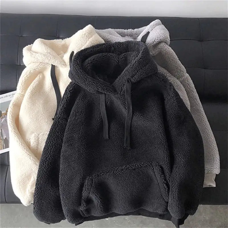 Lamb Wool Hooded Sweater for Women | Korean Style Autumn & Winter Pullover