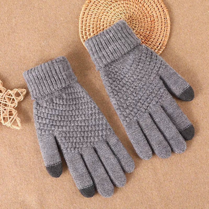 Velvet Touch Screen Knitted Gloves for Women