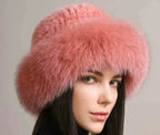 Luxury Mink Hair Hat – Elegant Braided Winter Fur Cap for Women